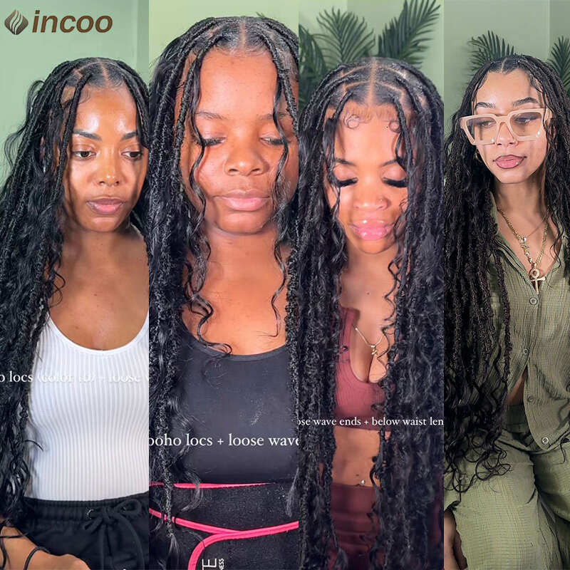 Butterfly Goddess Locs Braided Boho Box Braid Full Lace Front Wigs Pre Pluck Baby Hair Synthetic Blonde Twisted Braids Wig