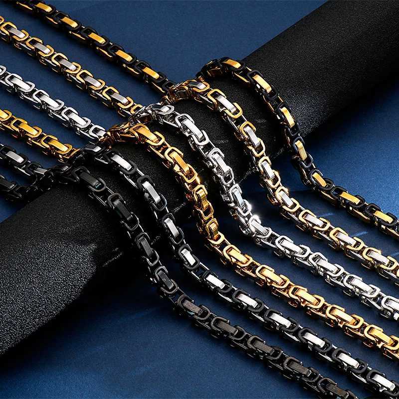 4/6/8mm Width Royal Box Chain Necklace For Men Male Stainless Steel Long Necklace Personalise Jewelry Boyfriend GiftX240919