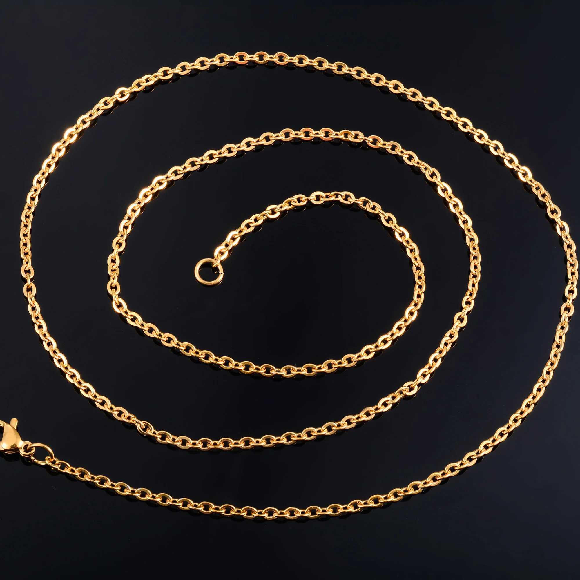 Stainless Steel Rolo Necklace for Women Men Link Cable O Chain Choker on the Neck Collar DIY Her Gift Jewelry AccessoriesX240919