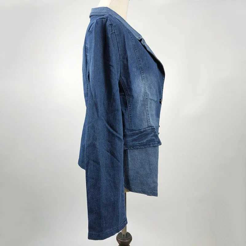 Spring Autumn Denim Blazer Women 2024New Long-Sleeved Single-Breasted Vintage Short Jeans Jacket Female Slim Coat Outerwear LadyX240920
