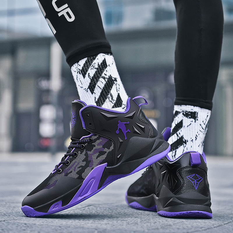 New 2022 Black Purple Original Basketball Shoes Men Outdoor Trending Basketball Sneakers High Quality Sports Men Training Shoes