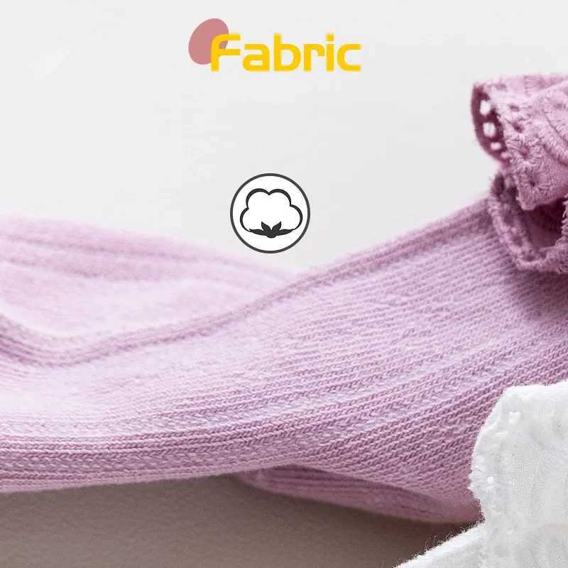 Kids Socks 3 Pair Kids Girl Sock Princess Ruffle Solid Color Calf Sock for Baby Girl Spring Autumn Cotton Soft Frilly Children Girl Sock Q240920