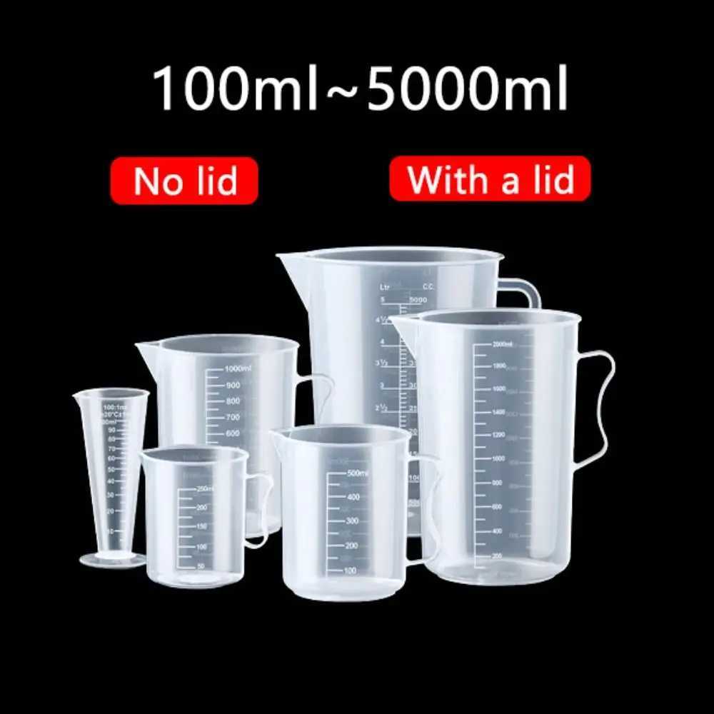 1 transparent grading measuring cup scale plastic transparent mixing cup large capacity with lid laboratory Bickel kitchen baking X2409201