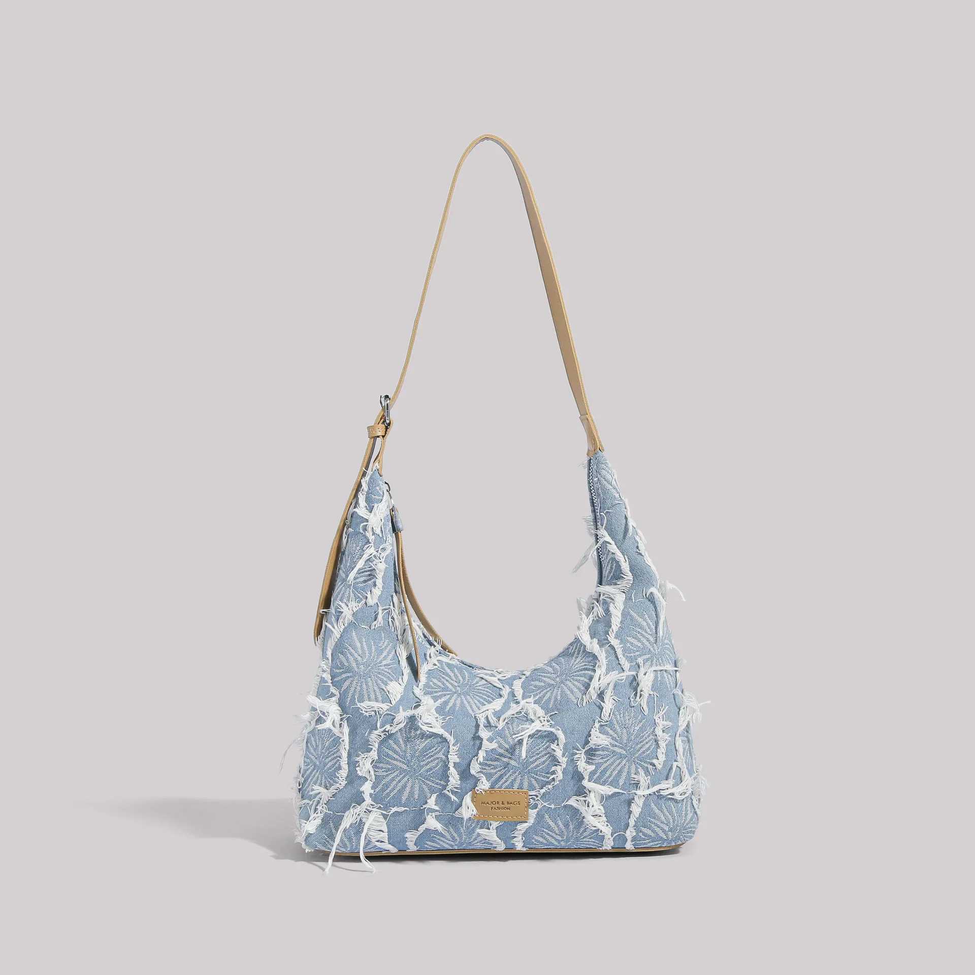 2024 New Fashion Niche Internet Celebrity Same Style Denim Rhombus Versatile Fashionable One Shoulder Crossbody Armpit Bag 240920