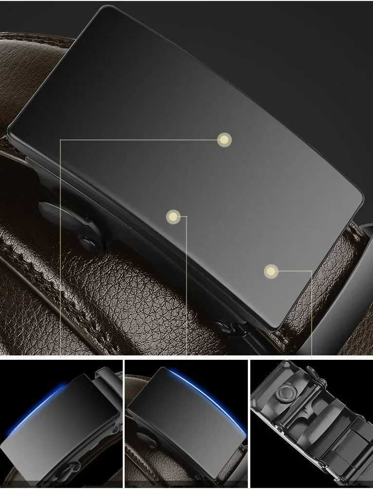 Mens automatic buckle belt famous brand business belt mens PU leather belt black mens jeans belt W240920