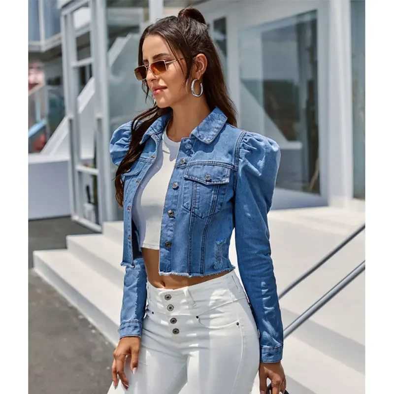 Woman Denim Jacket Autumn Blue Cowgirl Pockets Casual Streetweer Fashion Office Ladies Short Winter Jacket Women Coats FemaleX240920