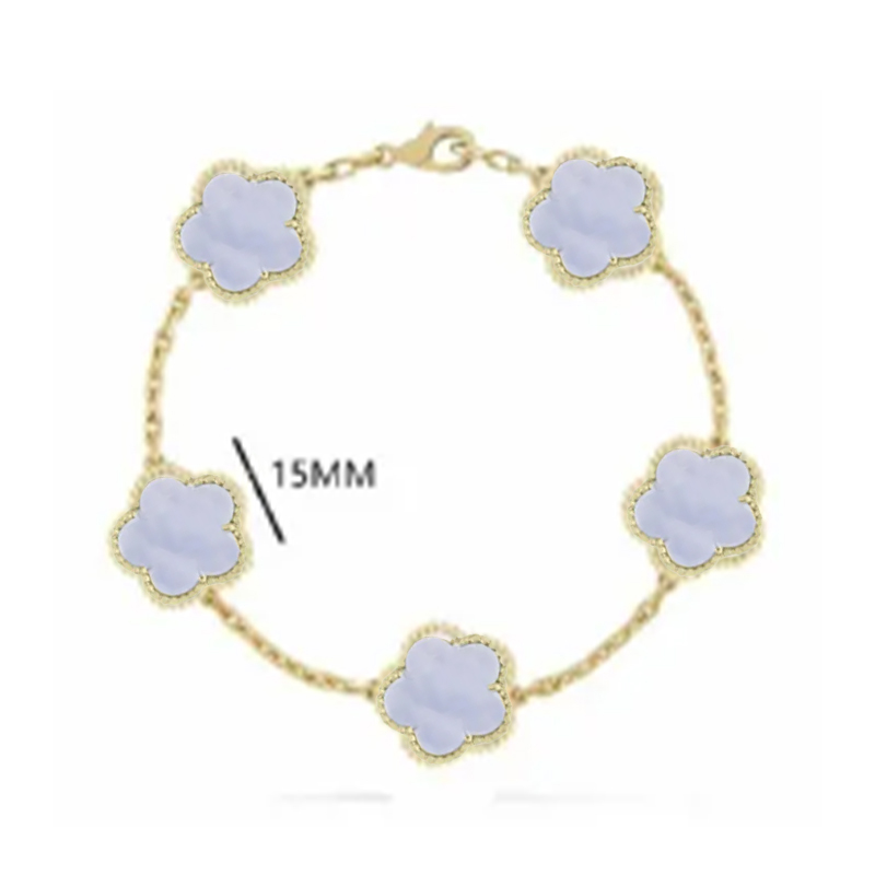 925 Silver Clover Five Flower 15mm Medium Chain High Quality Bracelet Luxury Jewelry Z260313