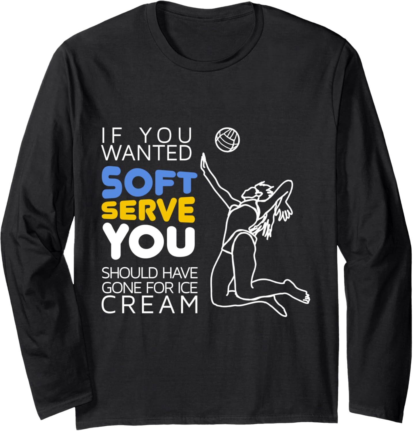 Long Sleeve Shirts for Men sweatshirt Cool Volleyball Player Gift - Wanted Soft Serve Long Sleeve Tee Streetwear Casual tops clothes