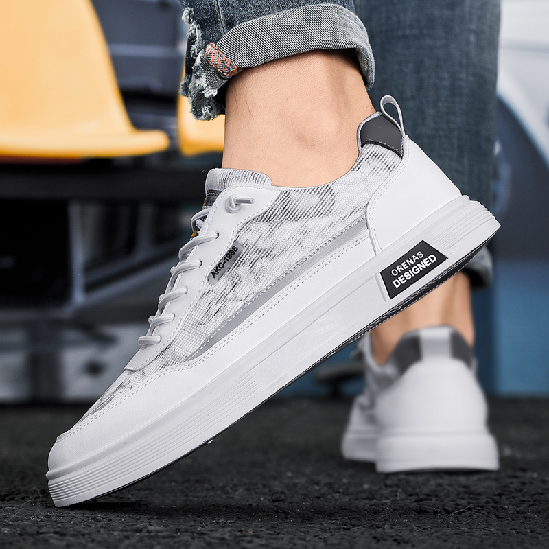 small New white men's Breathable lightweight fashionable sports casual fashion soft soled board shoes 7d15