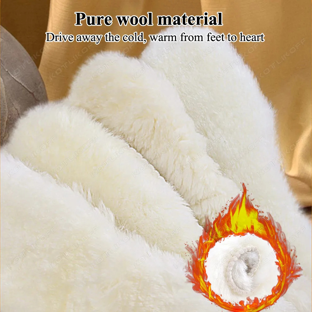 Natural sheepskin heating pad is used for warm and thick cashmere feet winter template warm and plush insole pad 240919