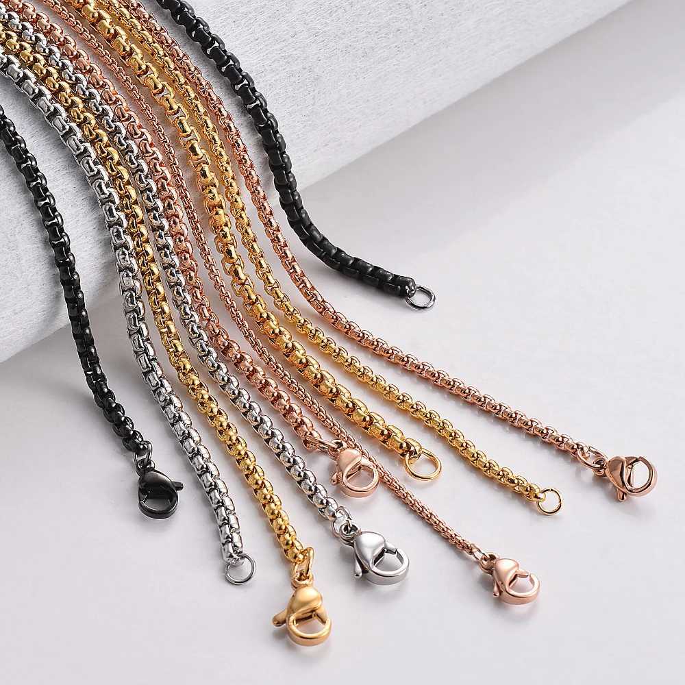 1 Piece Width 2/2.5/3/3.5/4mm Stainless Steel Square Pearl Chain Figaro Necklace Jewelry for Men WomenX240919