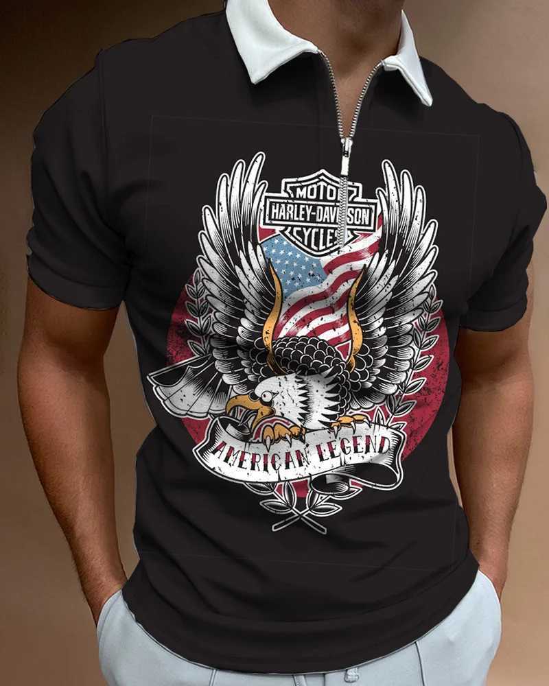 2022 New Summer Mens 3D Printed Polo Short Sleeve Stripe Check Pullover Casual Mens T-shirt Zip PoloX240920