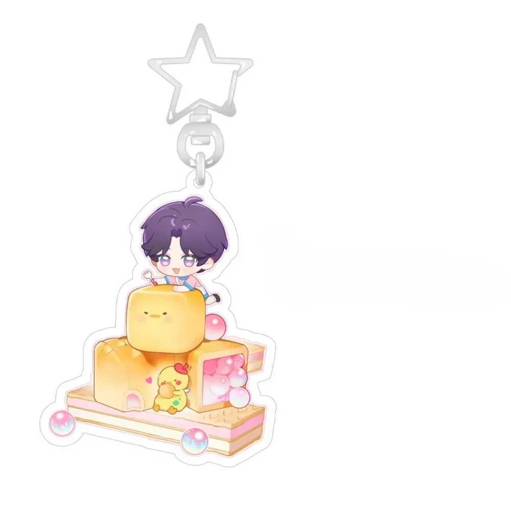 Love and Deepspace Sylus Qin Che Cosplay Key Chain Acrylic Keychains Backpack Q Cake Dessert Series Rafayel Pendant Badge PinX240919