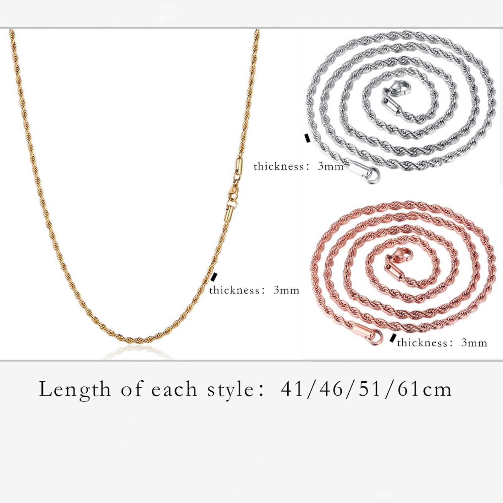 1 Piece Stainless Steel Necklace For Men Women Braided Rope Chain Choker Necklace Gold Color Neck Metal Fashion Jewelry GiftX240919