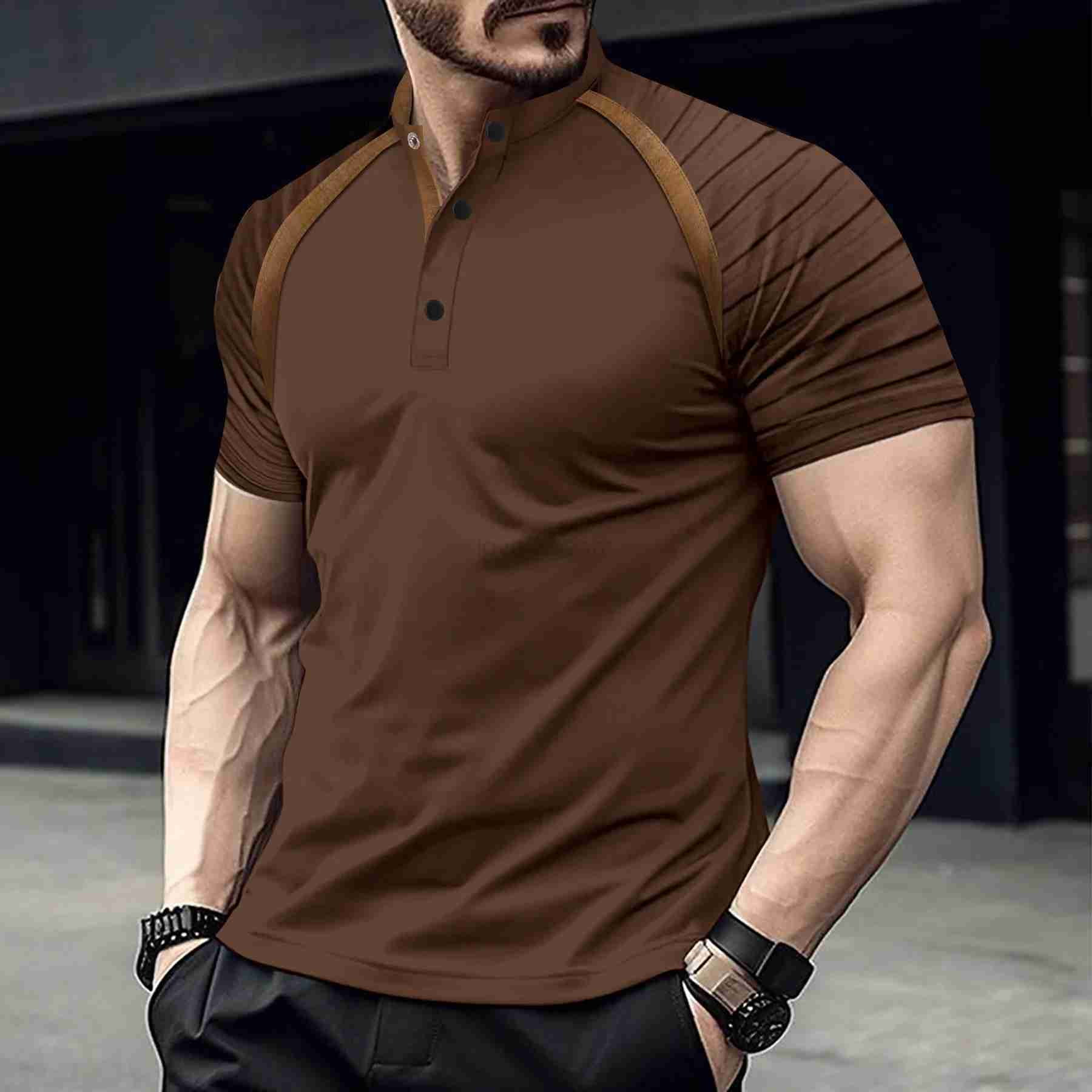 Mens Casual Summer POLO Shirt Stand Collar Spliced Retro Arm Stripes High Quality Comfortable Mens Loose Sports POLO ShirtXJ240920