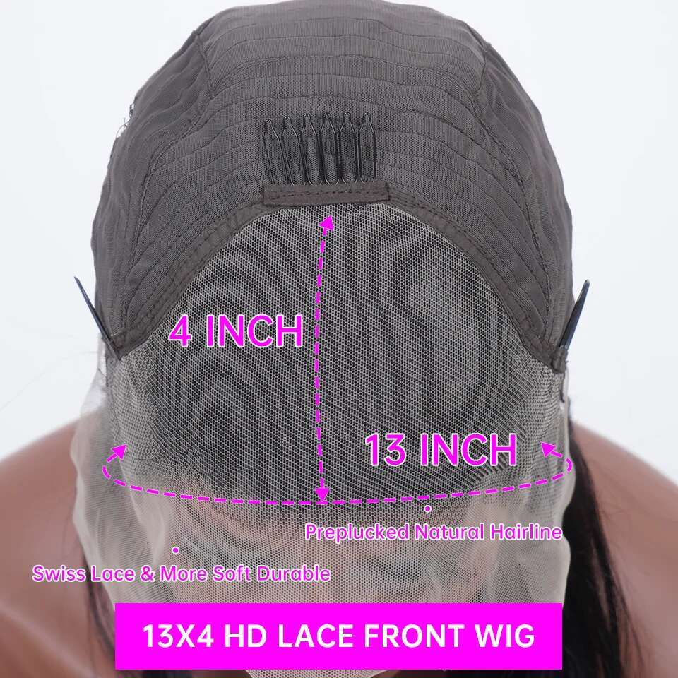 13x4 Human Hair Pre Plucked Glueless Frontal Wig 5x5 Lace Front Wigs Colored HD Deep Wave 250 Density