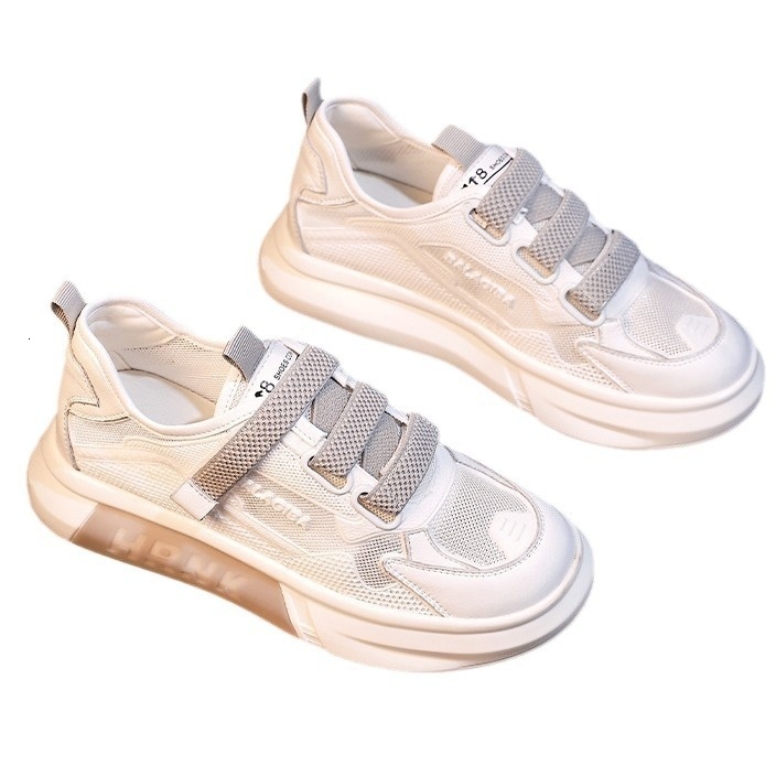 White for women, spring 2024 new Korean version ins thick soled fashion casual sports board shoes, trendy women's shoes
