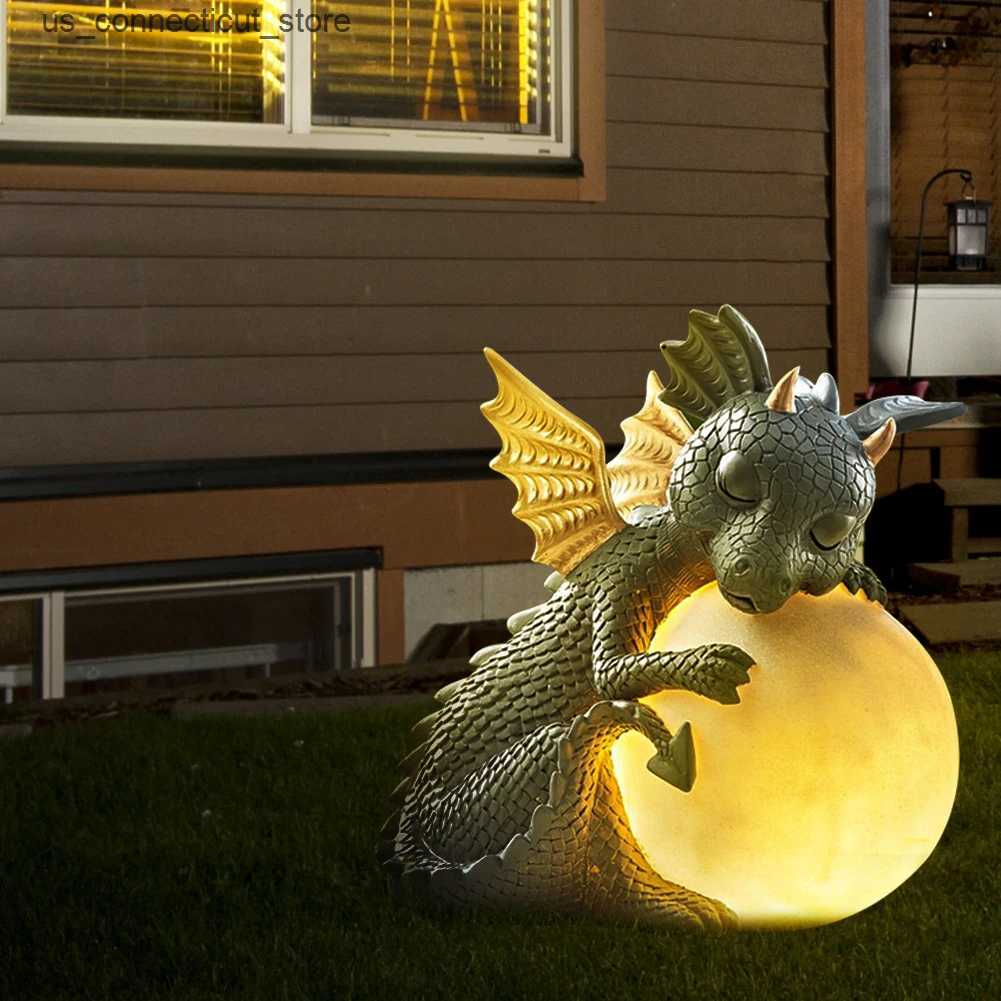 Novelty Lighting 3D Small Dinosaur Shape Sleep Sculpture Resin Table Lamps Decor Night Lights Dragon Model Garden Outdoor Courtyard Decoration L240910