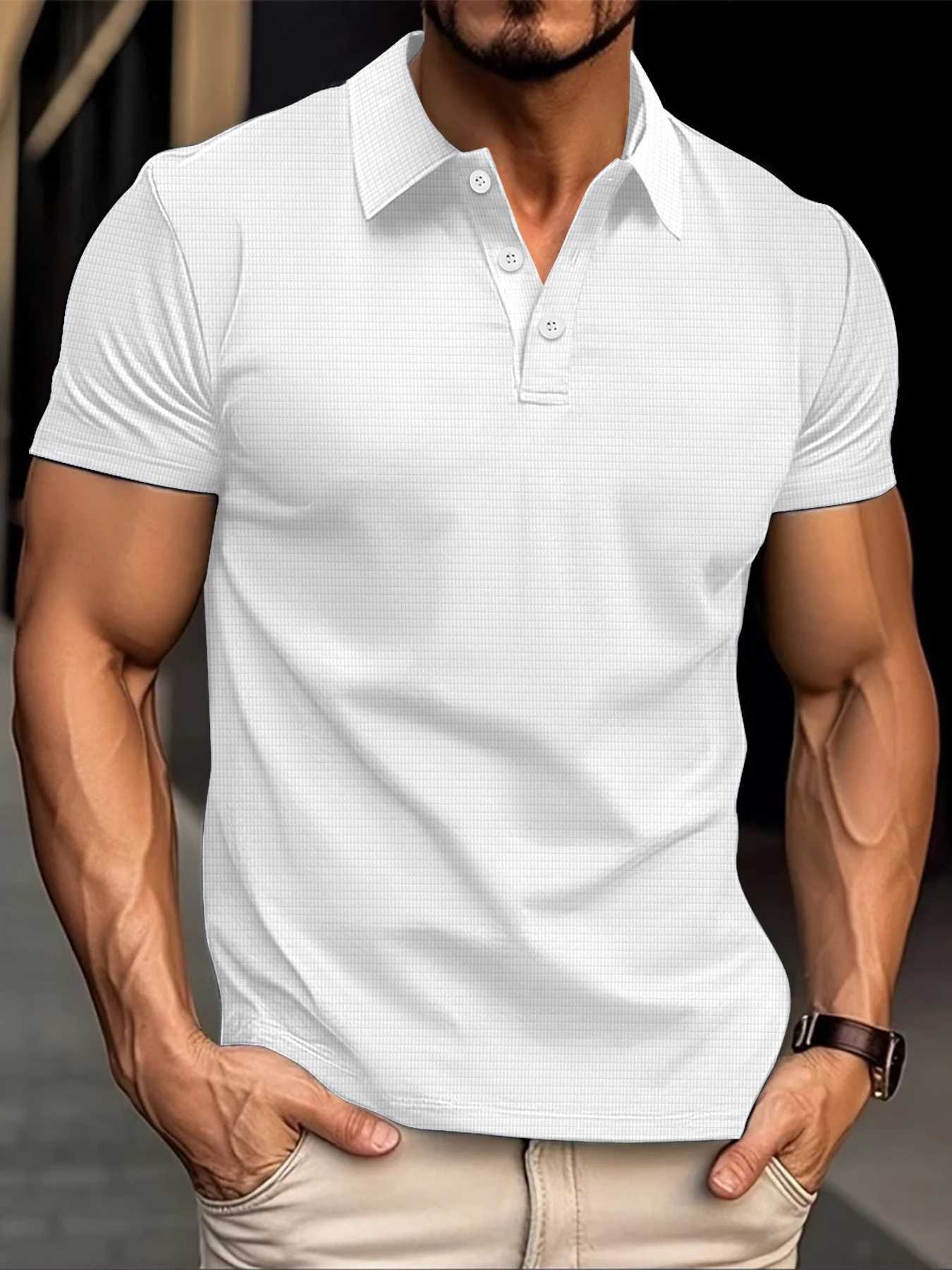 New mens short sleeve T-shirt summer solid color lapel polo shirt men breathable street clothing POPL shirtX240920