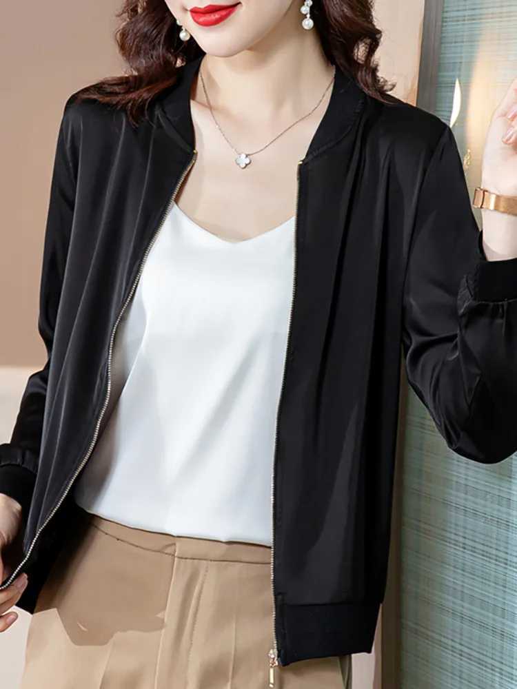 #5357 Black Gray Red Short Baseball Jacket Women Zipper Slim Thin Outerwear Sunscreen Womens Jackets And Coats Stand CollarX240920