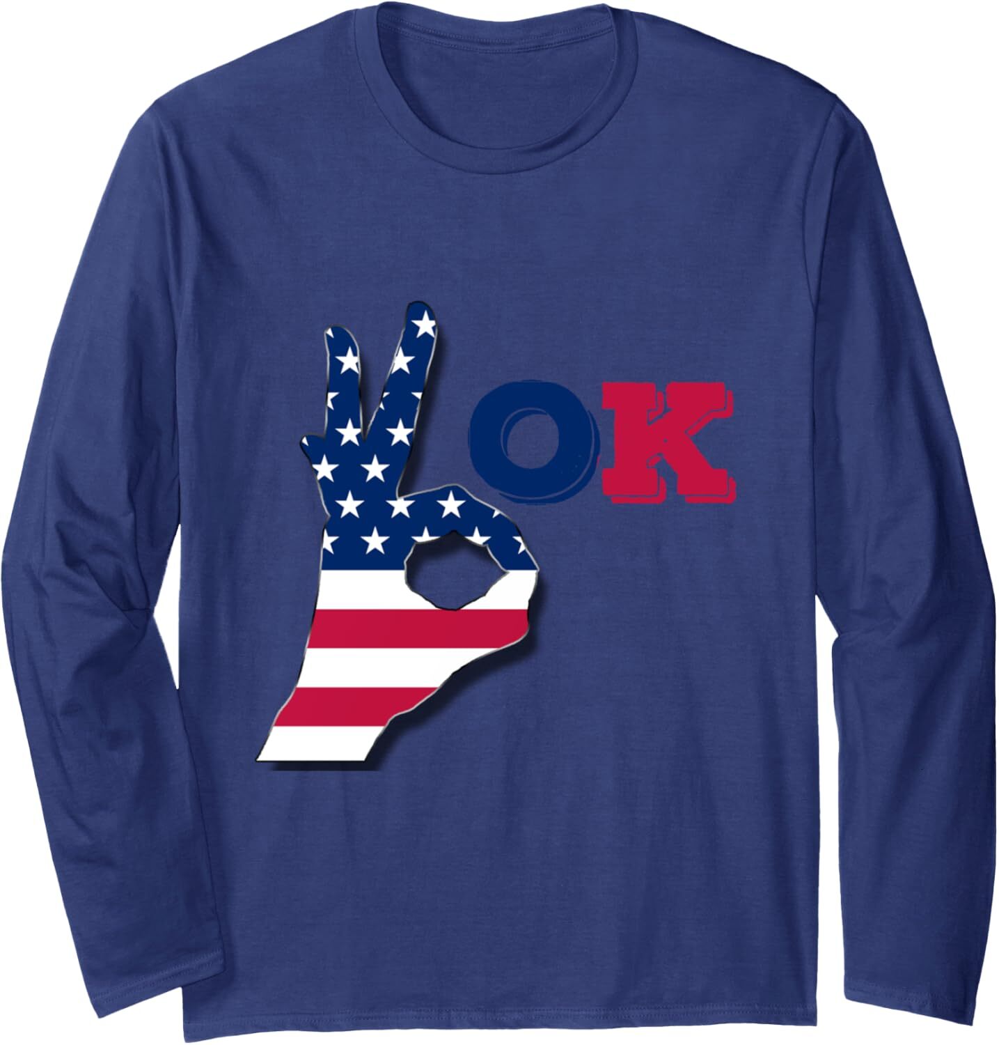 Long Sleeve Shirts for Men sweatshirt OK Hand Sign Funny Cool Okay 4th Of July Gift Long Sleeve Tee Streetwear Casual tops clothes trend