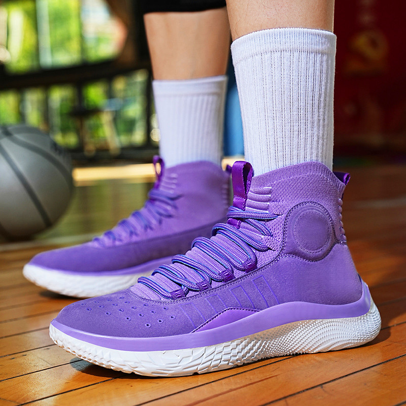 High-top shoe library 4 basketball shoes flying woven light, breathable soft casual sneakers fashion running shoes
