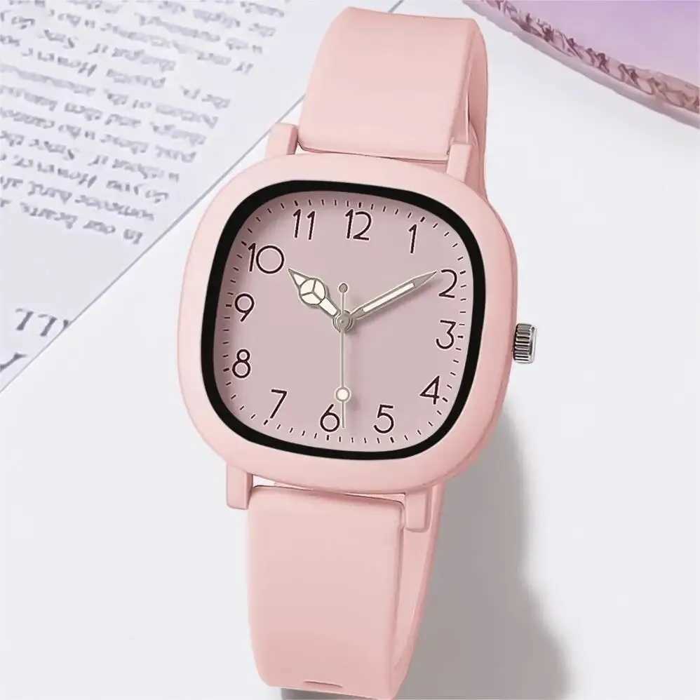 Fashion Classic Simple Square Color Matching Digital Literal Silicone Strap Female WatchX240920