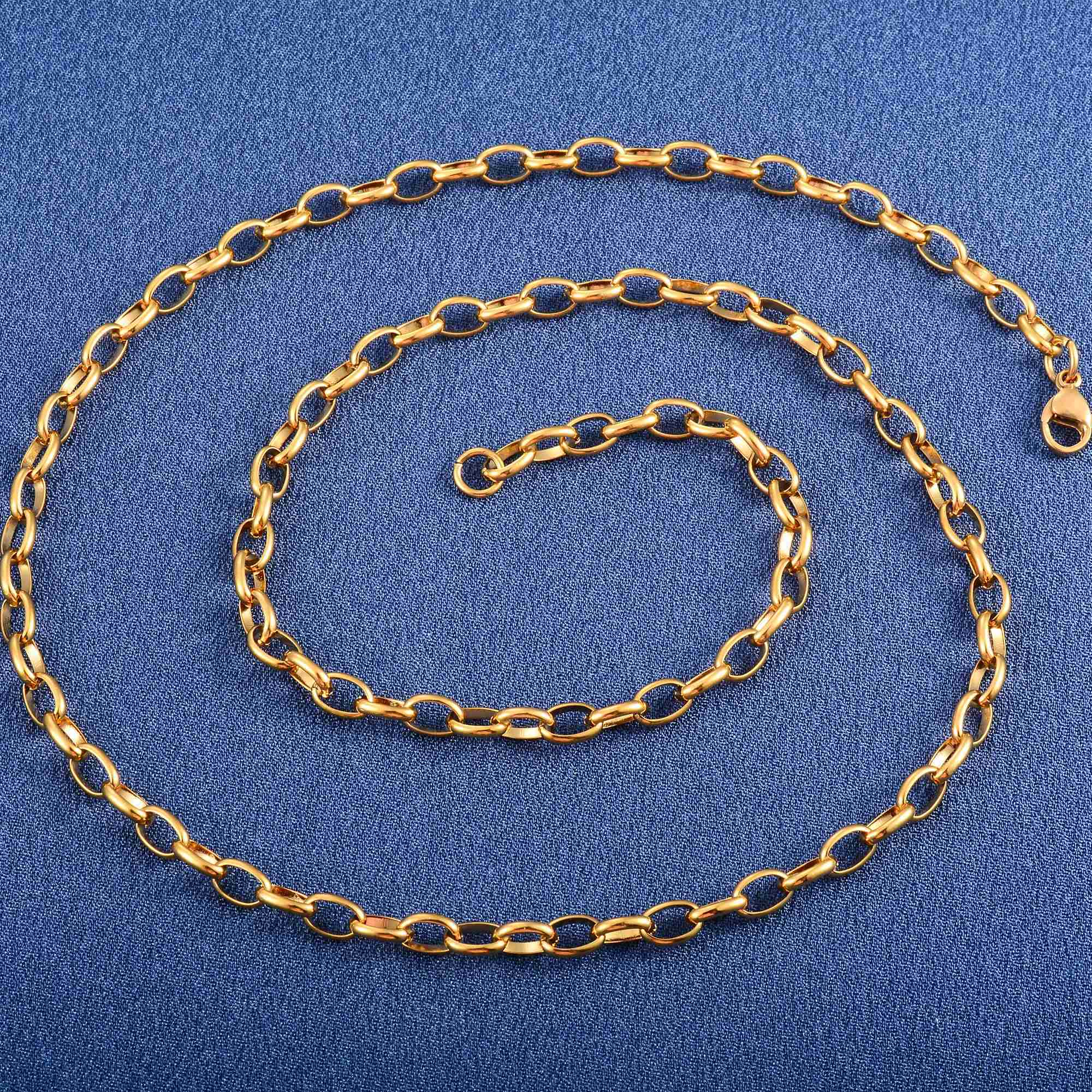 Rolo Necklace 316L Stainless Steel for Women Men Oval O Link Chain on Neck Collar Choker Gold/Silver Color Jewelry AccessoriesX240919