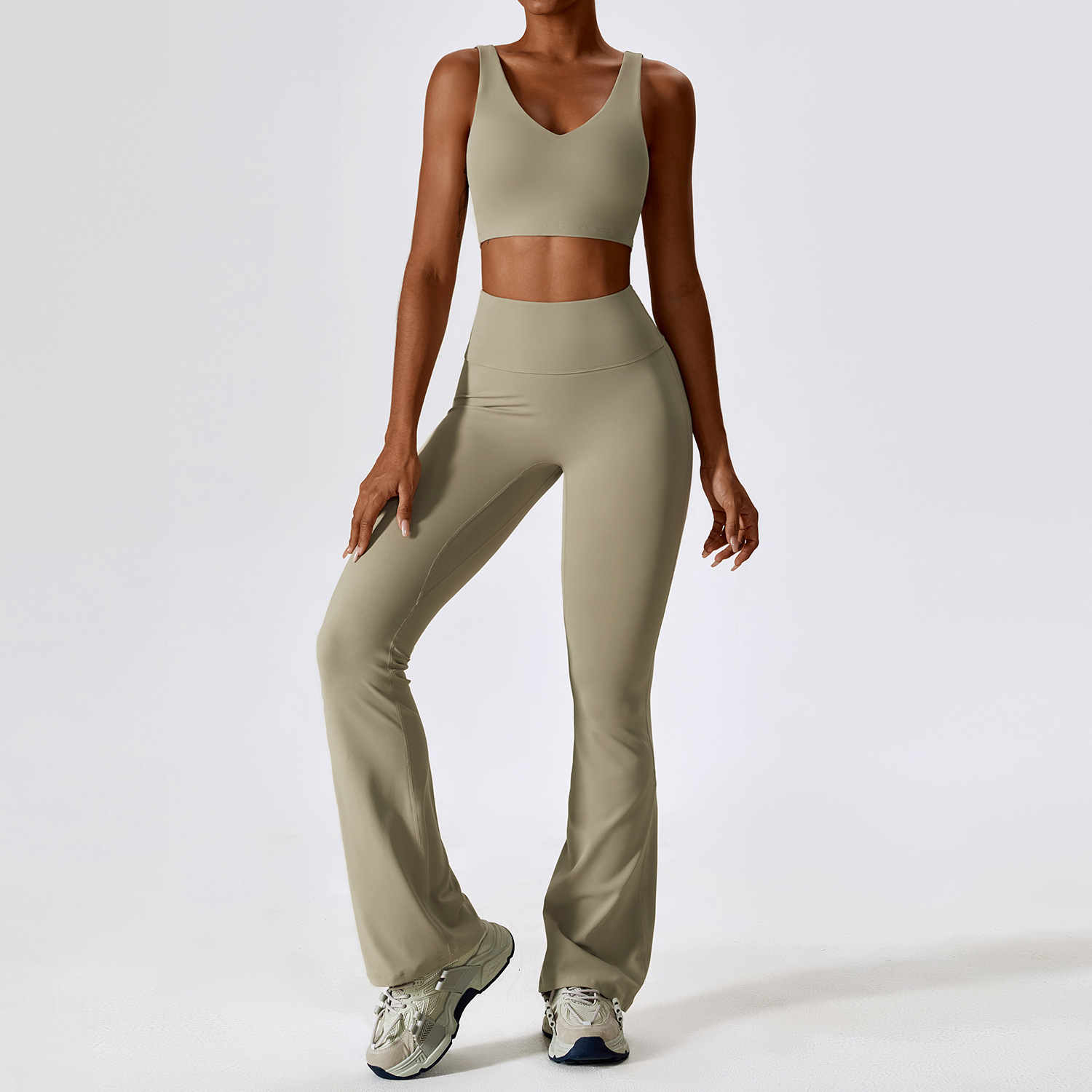 2 Pieces Women Tracuit Yoga Set Workout Sportswear Gym Clothing Fiess Long Sleeve Crop Top High Waist Leggings Sports Suits