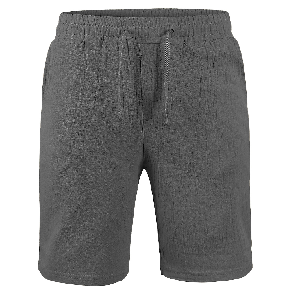Men's Cotton Short Pants Men Summer Breathable Solid Color En Shorts Loose Casual Lace Up Bottoms