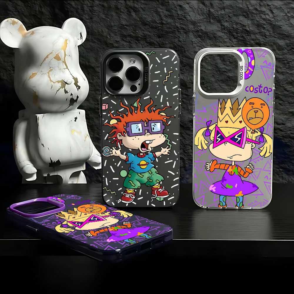 Cartoon fun R-Rugrats phone case suitable for lPhone 16 15 14 13 12 11 Pro Max X XR XSMAX 8 7 Plus candy matte shock-absorbing back coverCL240720