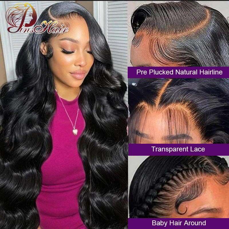 13x4 13x6 Front 100% Body Wave Transparent Frontal Wigs Human Full Lace Closure Brazilian Hair