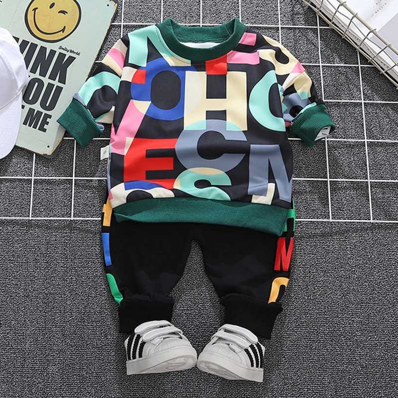 Spring Boy Clothes Set Fashion Fall Children Sport Suit Kids Prints Hoodies+Trousers 2pcs/set 1 2 3 4 5Y Toddler Boys Tracksuit M240920