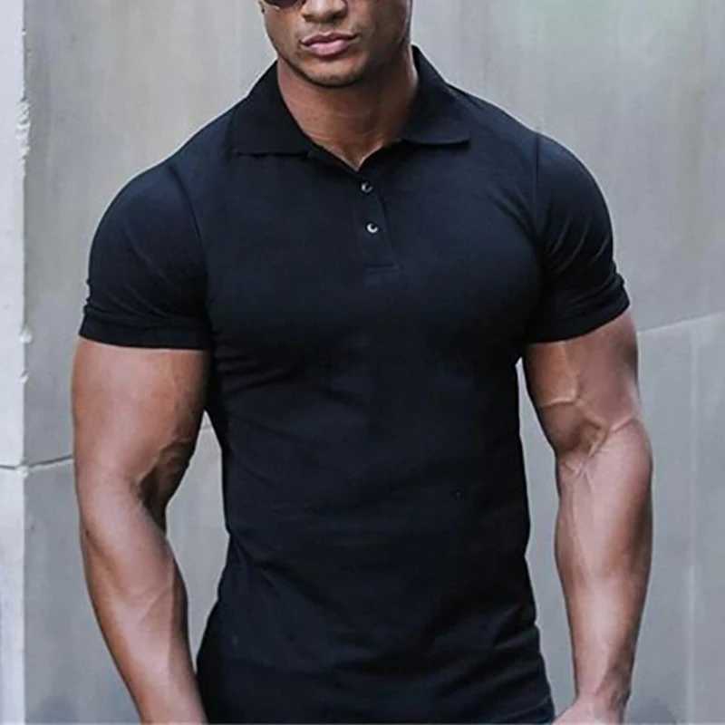 New Summer Fashion Mens Polo Shirt Stretch Cotton Gym Clothing Sports Polos Male Spring Casual Short Sleeve Breathable T ShirtXJ240920