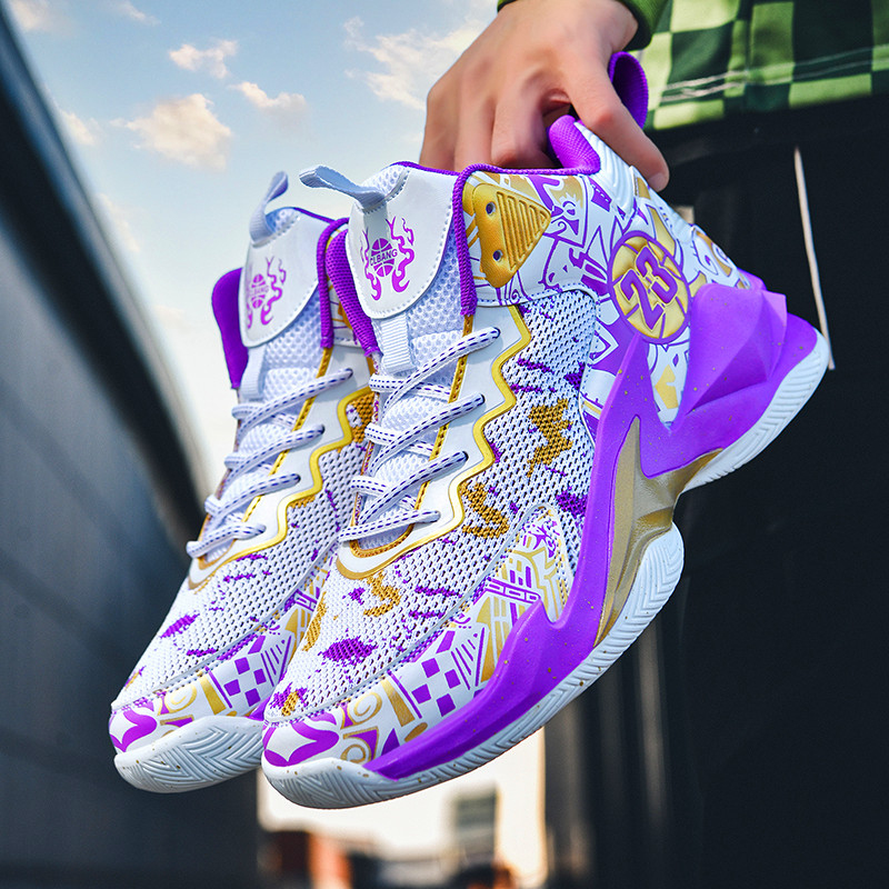 Youth fashion cushioning basketball shoes breathable mesh comfortable non-slip wear-resistant sneaker training shoes