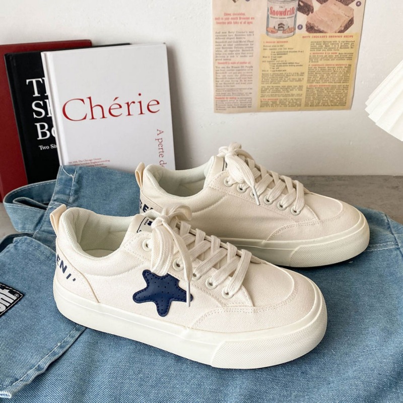 2023 White Canvas Shoes for Women Low-top Simple Designer Platform Korean Fashion Sneakers Student Round Toe Ladies Footwear