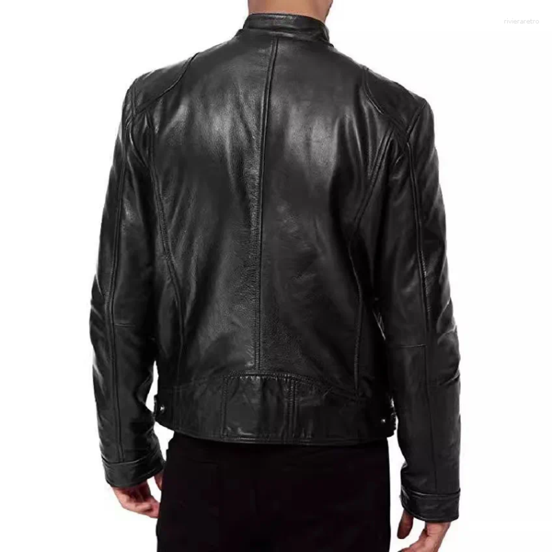 Men's Jackets Motorcycle Leather Jacket Mens Slim Fit Lapel PU Autumn Winter Zipper Windproof Casual Coat Clothing