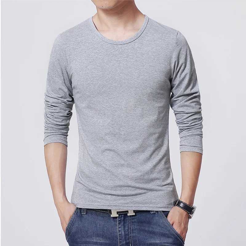 2024 MRMT Mens T-Shirts 3 Basic Colors Long Sleeve Slim Men T-Shirt Young Man Pure Color Tops Tees Shirt O-Neck For MaleX240919