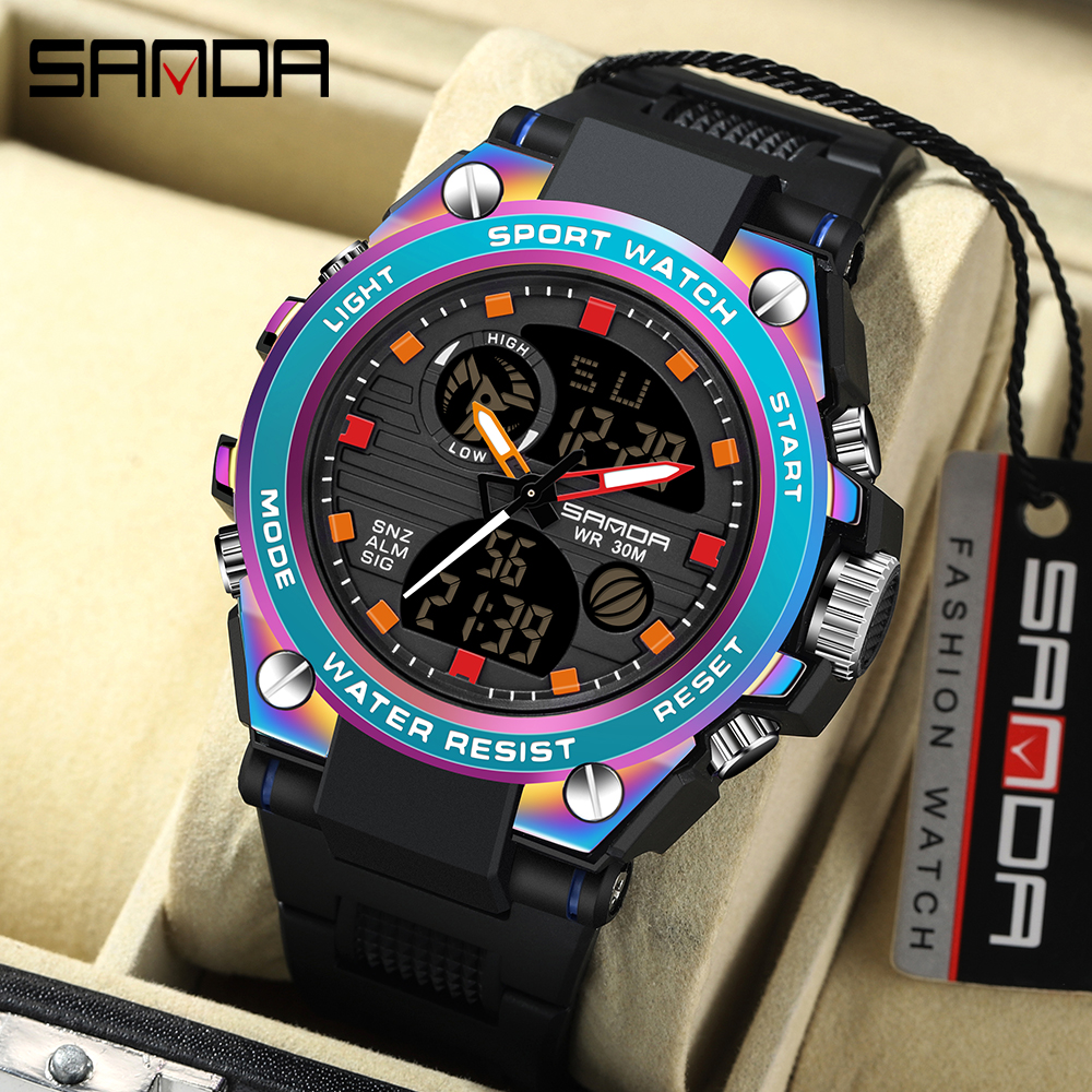 SANDA G Style Men Digital Watch Military Sports Watches 50M Waterproof Electronic Wristwatch Mens Clock Relogio Masculino 739 02