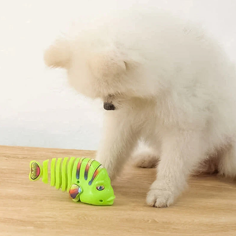 Cat Toys Interactive Clockwork Swinging Cartoon Fish Toys Cat Training Plastic Fall Resistance Puzzle Toy for Cats Kitten Kitty