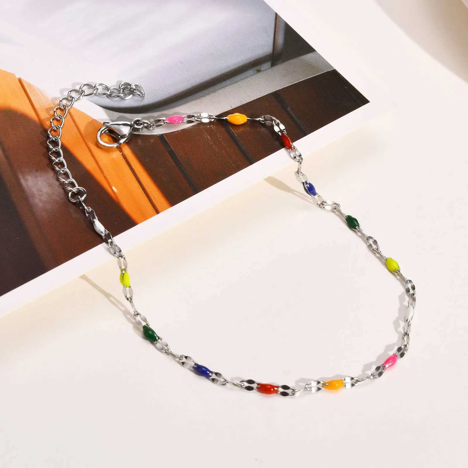 Stainless Steel Fashion Dance Anklet For Women Polychromatic Anklets Party Banquet Summer Jewelry Y240920