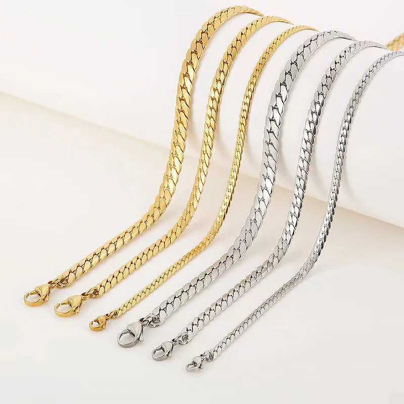 Cuban Link Chain Necklace Stainless Steel Long Chain For Men Women Jewelry GiftsX240919