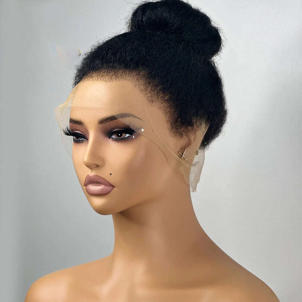 Natural Black Soft 26 Inch Long Glueless Yaki 200Density Kinky Straight Deep Lace Front Wig For Women Babyhair Preplucked Daily