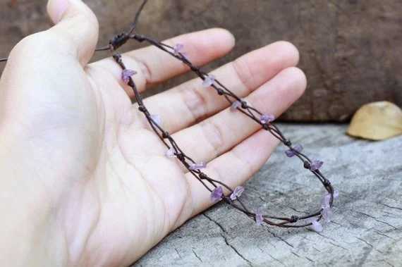 Simple Amethyst Adjustable Anklet Y240920