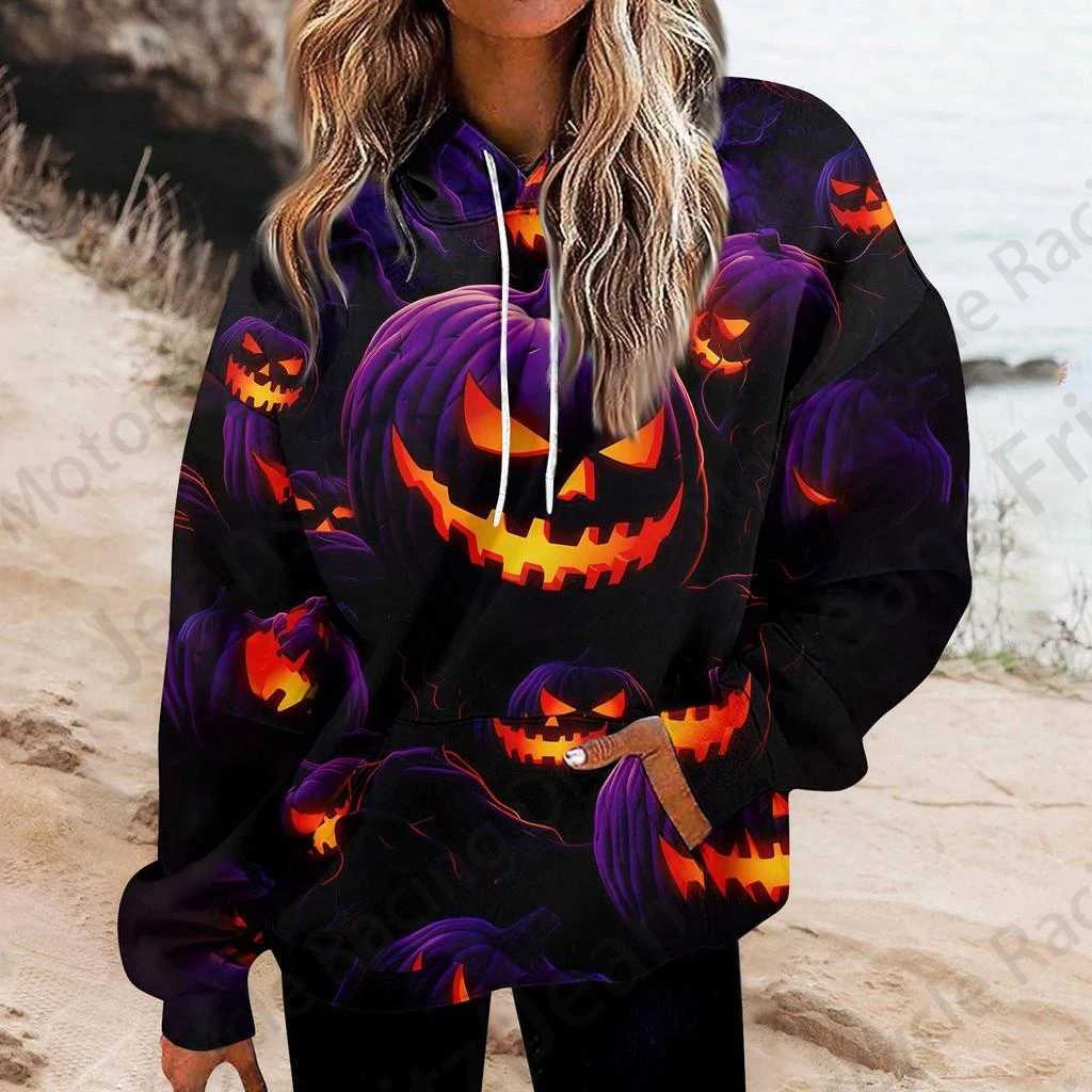 Halloween 3d Print Hoodie Women Fashion Oversized Hoodies Women Sweats Coat Girl Hooded Sweatshirt Winter Tracksuit Street Loose Y240920