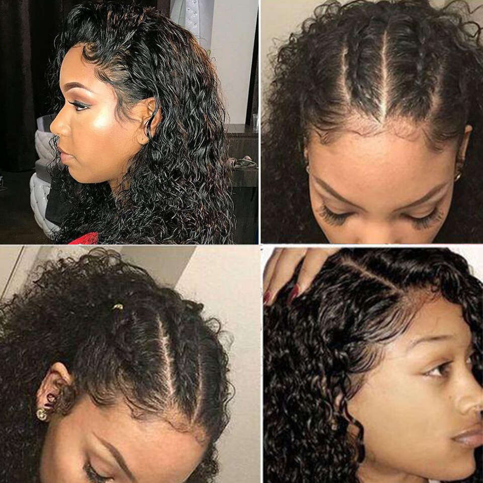 HairUGo 13*4 13x4 Jerry Front For Women Non-Remy Brazilian Curly Lace Wigs Human Hair