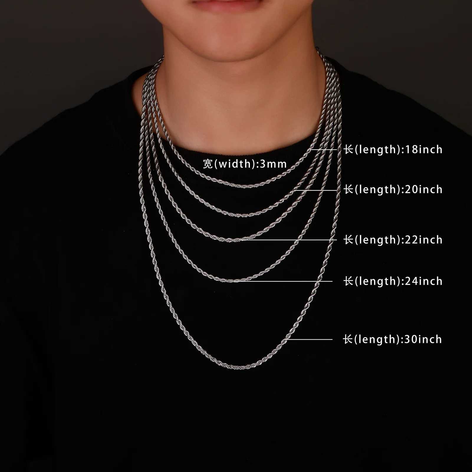 2-6MM Stainless Steel Necklace For Women Men Never Fade Waterproof Twisted Rope Chain Fashion Jewelry 16-30 inchesX240919