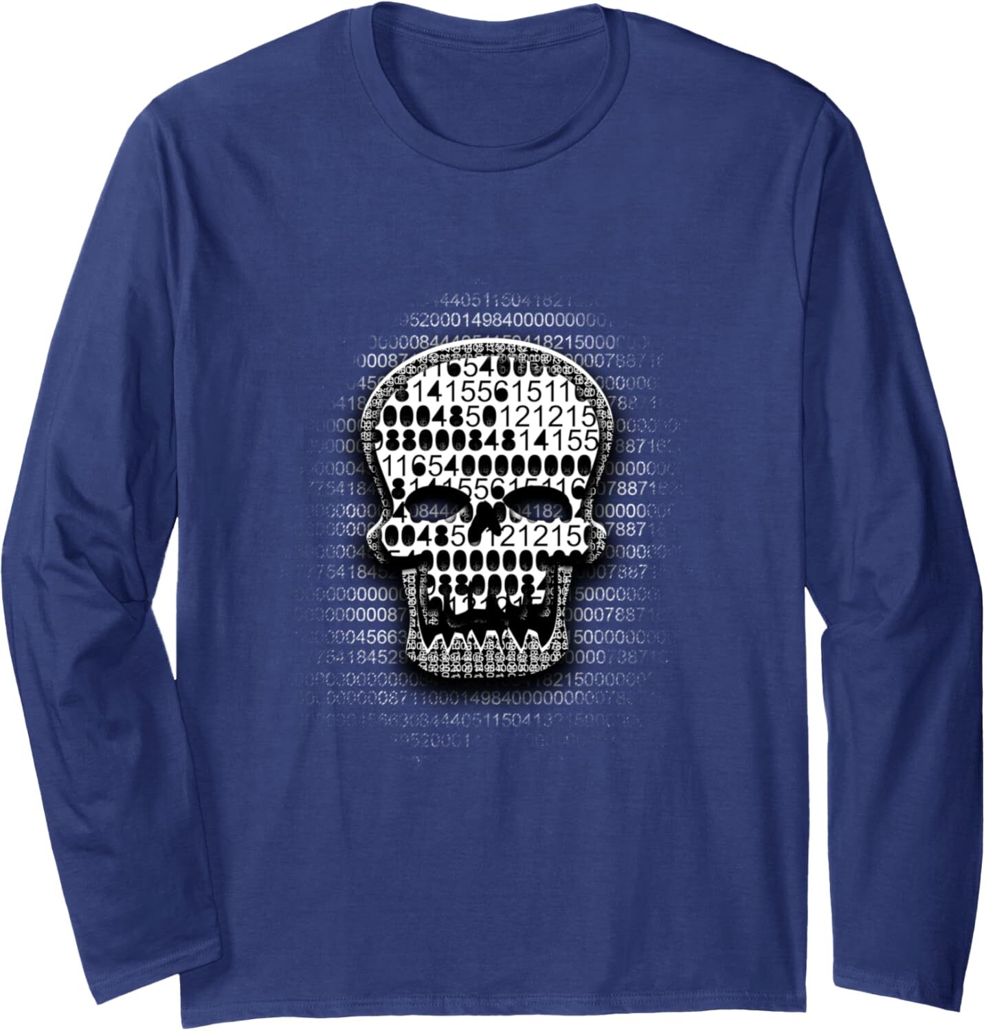 Long Sleeve Shirts for Men sweatshirt Awesome Binary Skull Face Tech Gift for Geek Long Sleeve Tee Streetwear Casual tops clothes