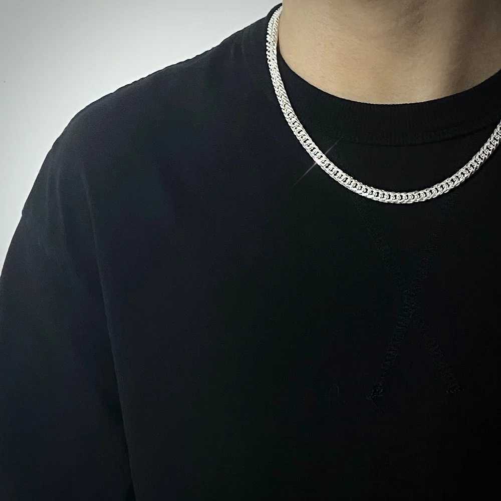 Original korean fashion 925 Sterling Silver 6MM geometry chain Necklace for Mens Woman designer Party Wedding fine Jewelry giftX240919