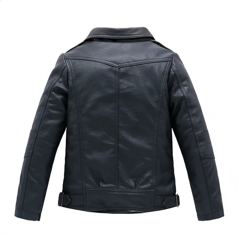 Fashion Classic Girl and Boy Black Motorcycle Leather Jacket Childrens Coat Spring and Autumn 2-14 Years 240918